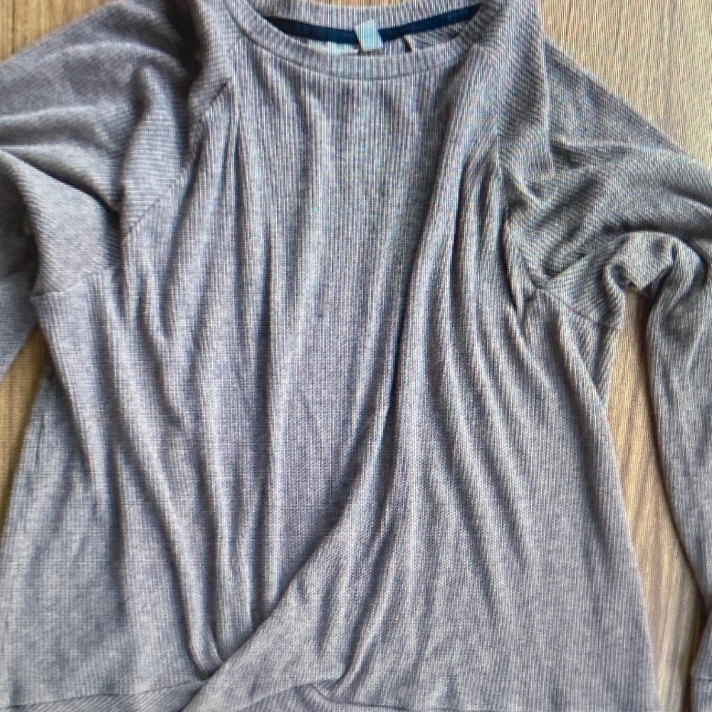 Zella Heather Gray Ribbed Long Sleeve Tee